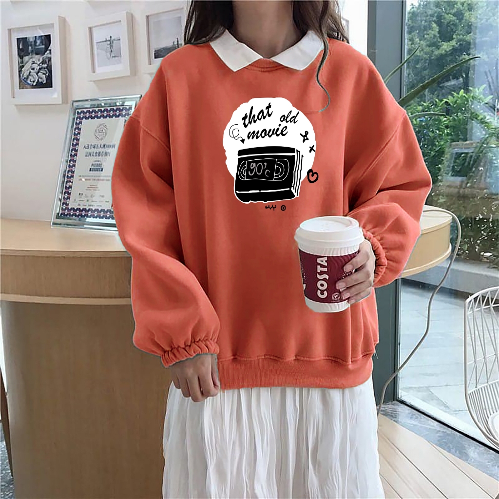 GSC - เสื้อสเวตเตอร์โอเวอร์ไซส์ผู้หญิงคอปกแท้ BOO Motif / เสื้อสเวตเตอร์ผู้หญิงอินเทรนด์