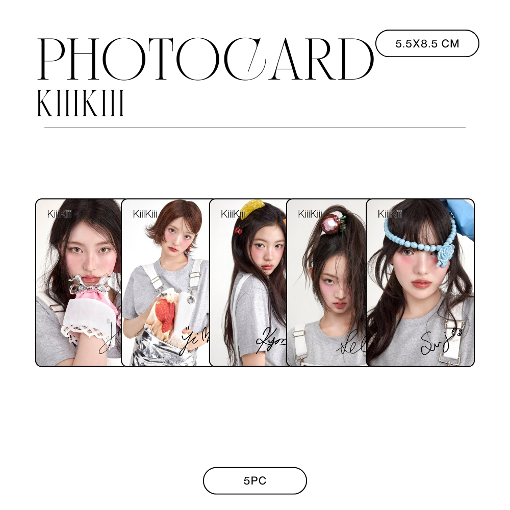 ภาพถ่าย KIIIKIII I DO ME (CONTENTS 6 ชิ้น + 2-SIDED LAMINATION) การ์ด KPOP เซ็นชื่อเกาหลี IDOL PREMI