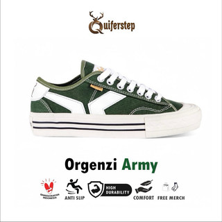 Quiferstep - Sepatu Sneakers Hijau Army Kasual Unisex Pria Wanita Orgenzi 36-44 Spatu Sneaker Basic Green Armi Casual Original Lokal Brand