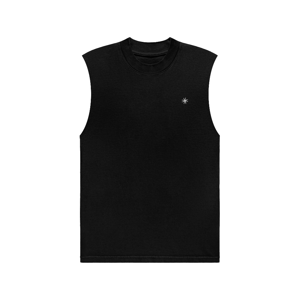 HLWN Running Unisex Muscle Tee สีดํา - ดอกแดนดิไลอัน