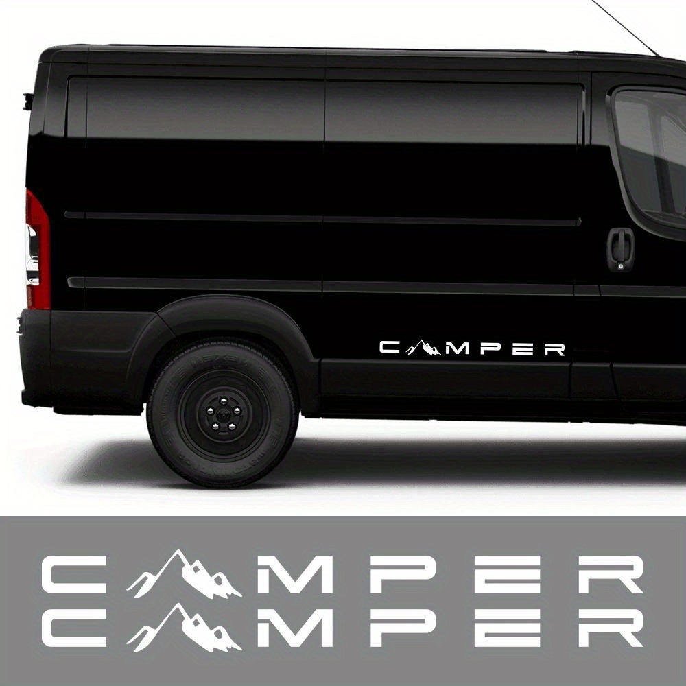 MERAH 1 ชุดซ้ายขวาคุณภาพสูงไวนิล Camping Mountain สติกเกอร์ - S camper van สีที่น่าสนใจสติกเกอร์รถสีแดง