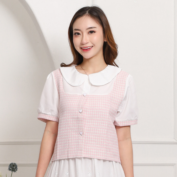 MKY CLOTHING HEART BUTTON BLOUSE HEART BUTTON BLOUSE