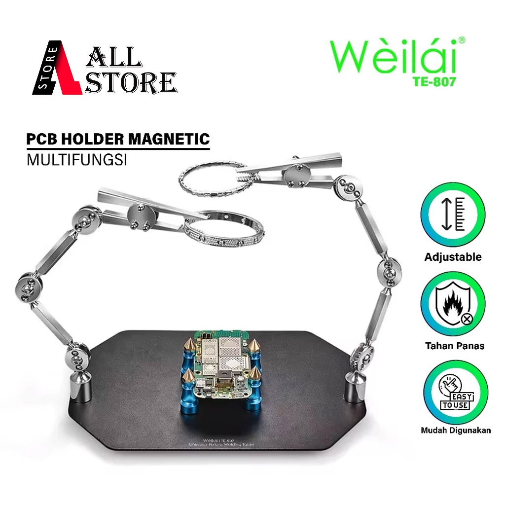 WEILAI PCB CLAMP & MAGNIFYING GLASS TE-807 ORIGINAL - MULTIFUNCTIONAL PCB HOLDER - PCB CLAMP HOLDER 