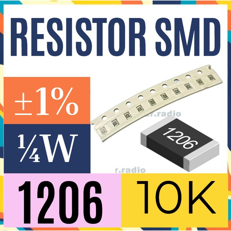 ตัวต้านทาน R 10 ชิ้น 10K โอห์ม smd 1206 10K โอห์ม 10Kilo Ohm 1%