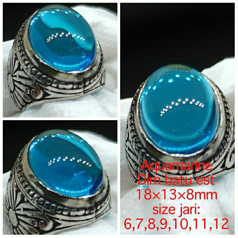 AQUAMARINE CRYSTAL GEMSTONE RING D18