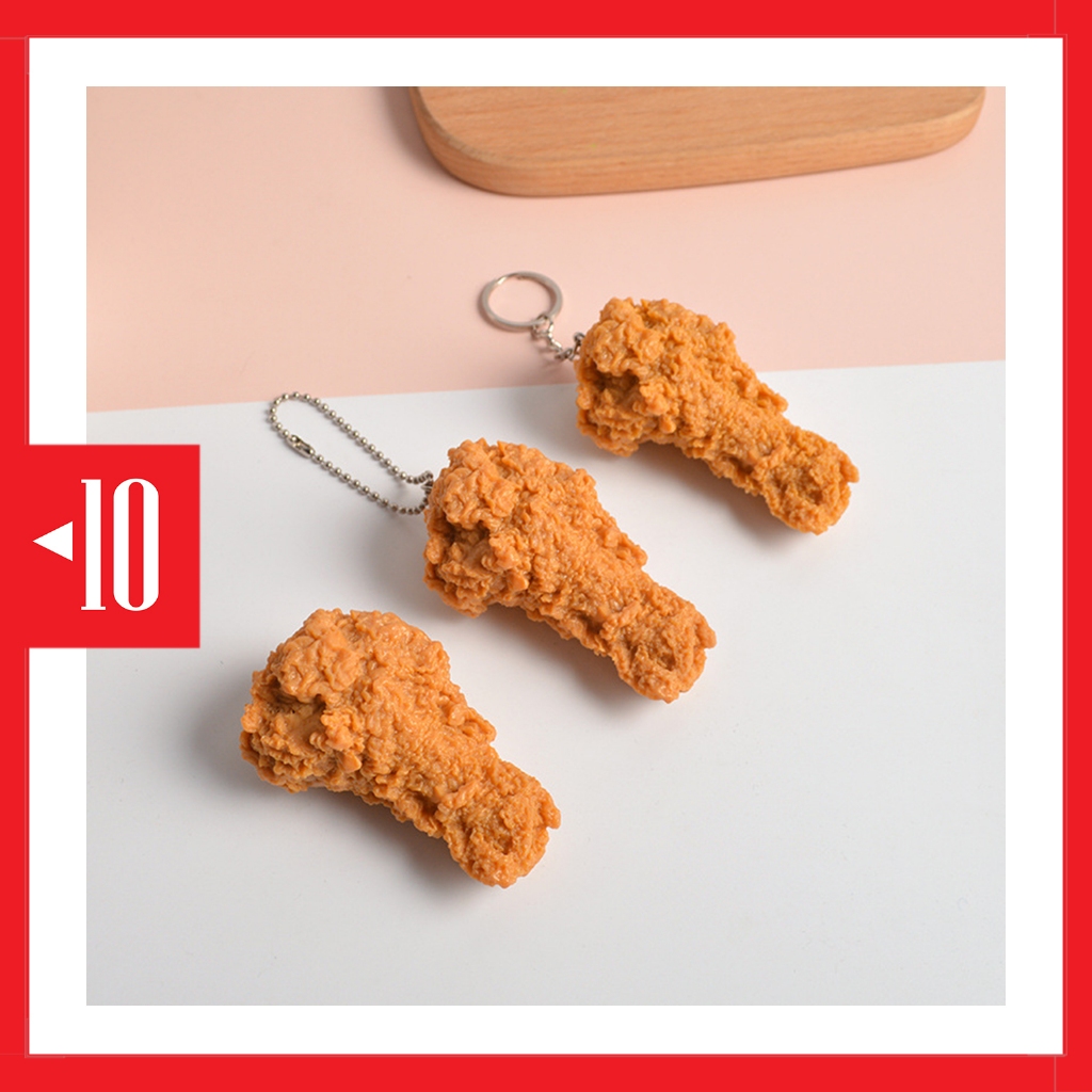 GANTUNGAN HP-93 พวงกุญแจพวงกุญแจกระเป๋าอุปกรณ์เสริม y2k ไก่ทอดต้นขาไก่ทอดไก่ทอดขา kfc mcd
