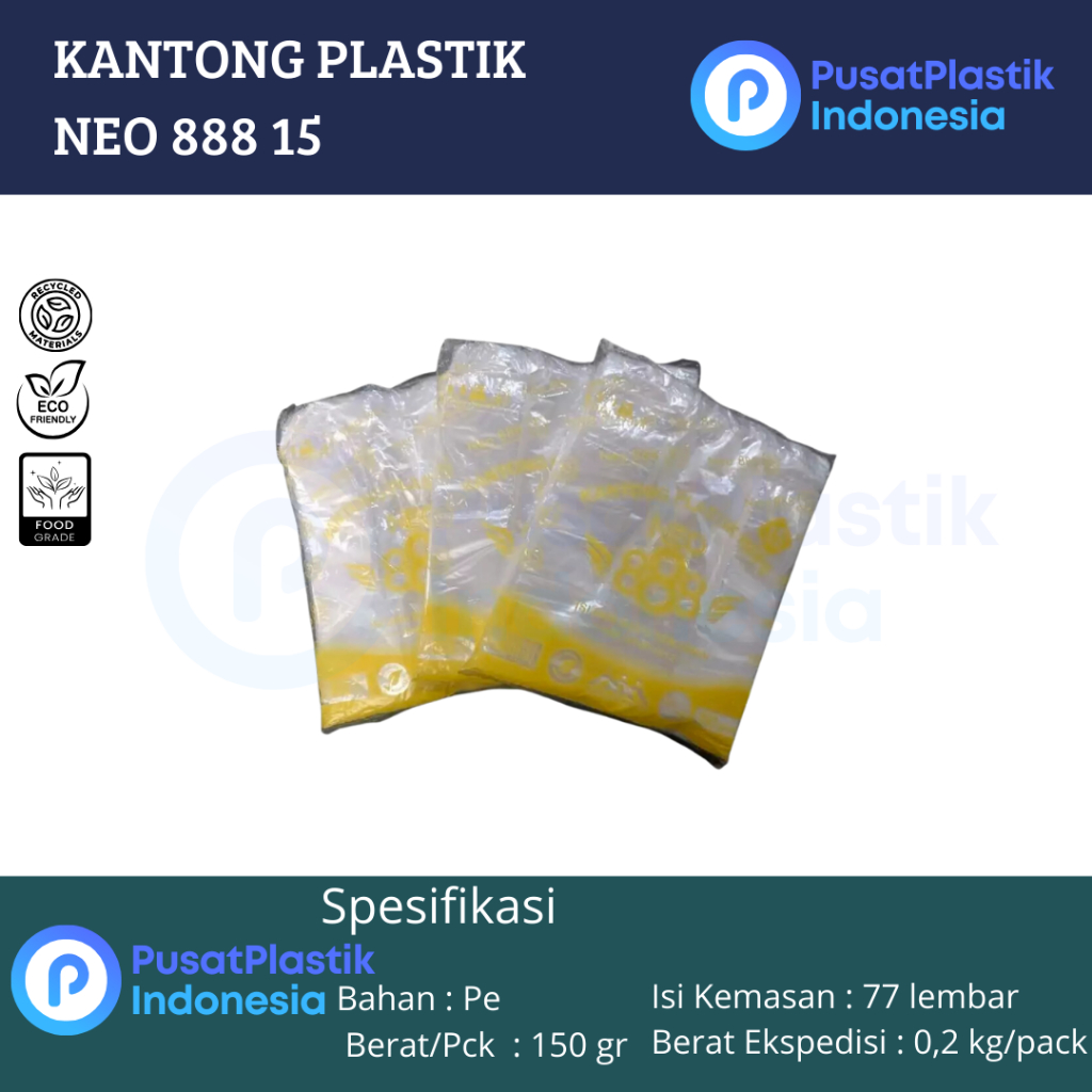 กระเป๋าพลาสติกใส 15 150gr / HDPE Neo888 กระเป๋าพลาสติกใส ขนาด 15 เป็นมิตรกับสิ่งแวดล้อม
