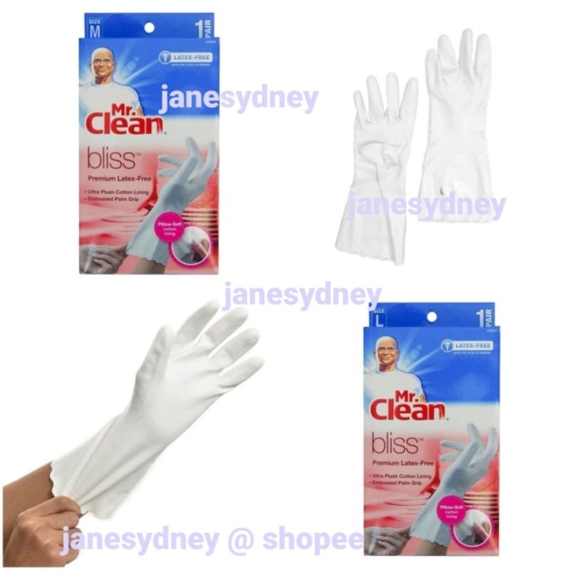 Mr Clean Bliss Gloves ถุงมือยางพรีเมี่ยม ฟรีไซส์ เล็ก กลาง ใหญ่ Mr.Clean