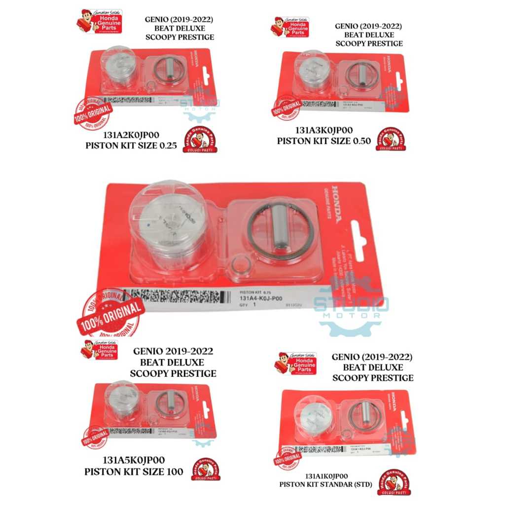 S2 PISTON KIT SET GENIO / BEAT NEW / BEAT DELUXE / SCOOPY PRESTIGE STD STANDARD OVERSIZE 0.25 0.50 0