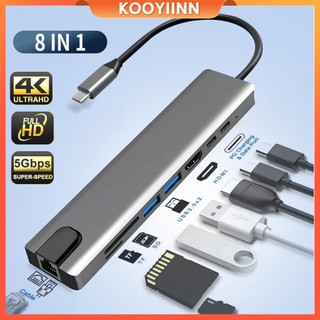 KOOYIINN 8 in 1 Usb Hub Type c To Hdmi Kabel otg type c  to hdmi converter 4K HDMI Kabel 100M Fungsi OTG Support SD TF Card Reader PD Fast Charge otg type c to usb - DS01