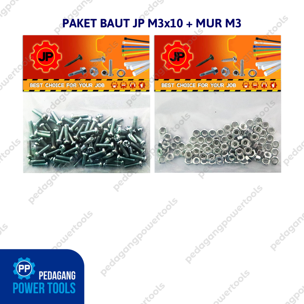 แพ็คเกจ 2 ชุด 3x10 BOLT NUT JP M 3 x 10 MM M3 NUT SCREW COTENTS 100 ชิ้น