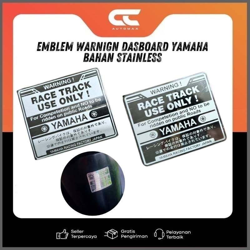 YAMAHA MOTORCYCLE DASHBOARD WARNING EMBLEM STAINLESS MATERIAL SWEETENER