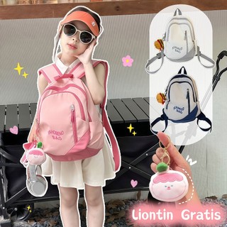 CANTIKERO Tas Ransel Anak Perempuan Lucu Macaron Tas Luar Ruangan Multifungsi Berkapasitas Besar Ransel Kain Oxford Korea Lmport Tas Ransel Pelajar Ins Liontin Gratis