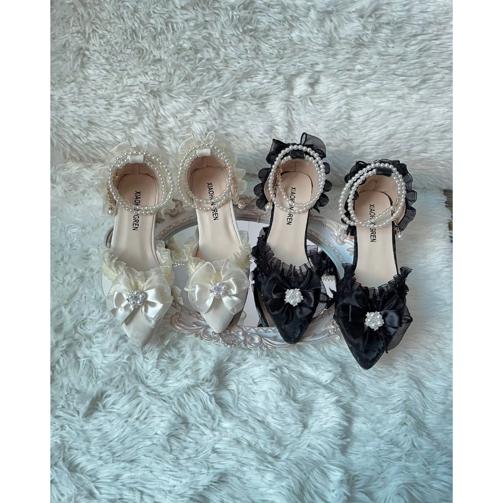 Lolita Sweet Bow Slingback Shoes Clip