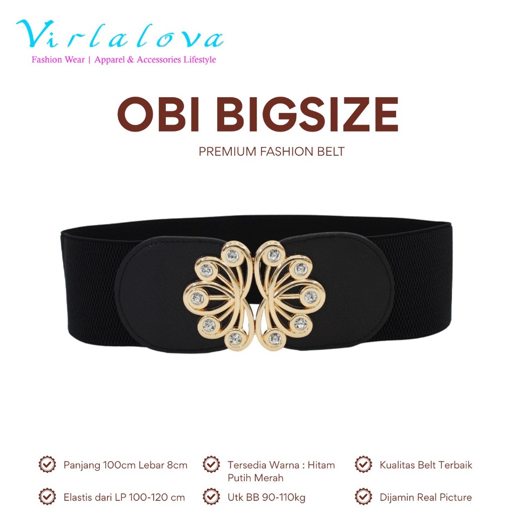 Virlaluva Womens Fashion Obi BELT BIG SIZE LP 100-150cm JUMBO BELT Rubber BELT 020