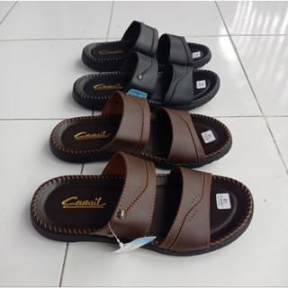 Sandal Pria Carvil Original 100 Kulit Jahitan Double Anti Slip Terbaru