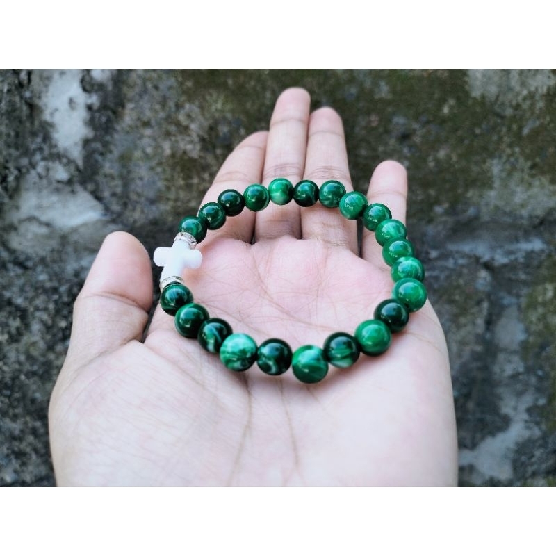 G89 CROSS BRACELET CATHOLIC MARBLE PEARL BRACELET