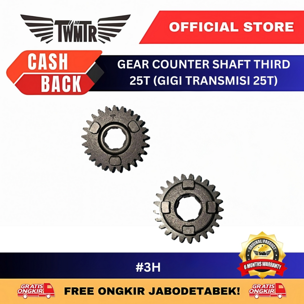 3H TWMTR - GEAR COUNTER SHAFT THIRD 25T (DIGIT GEAR) TRIWHEEL MOTORCYCLE
