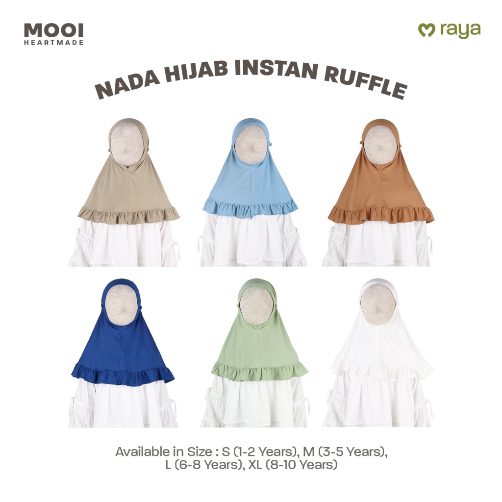 Mooi Hijab Ruffle Instant Childrens Hijab Girls Nada Hijab