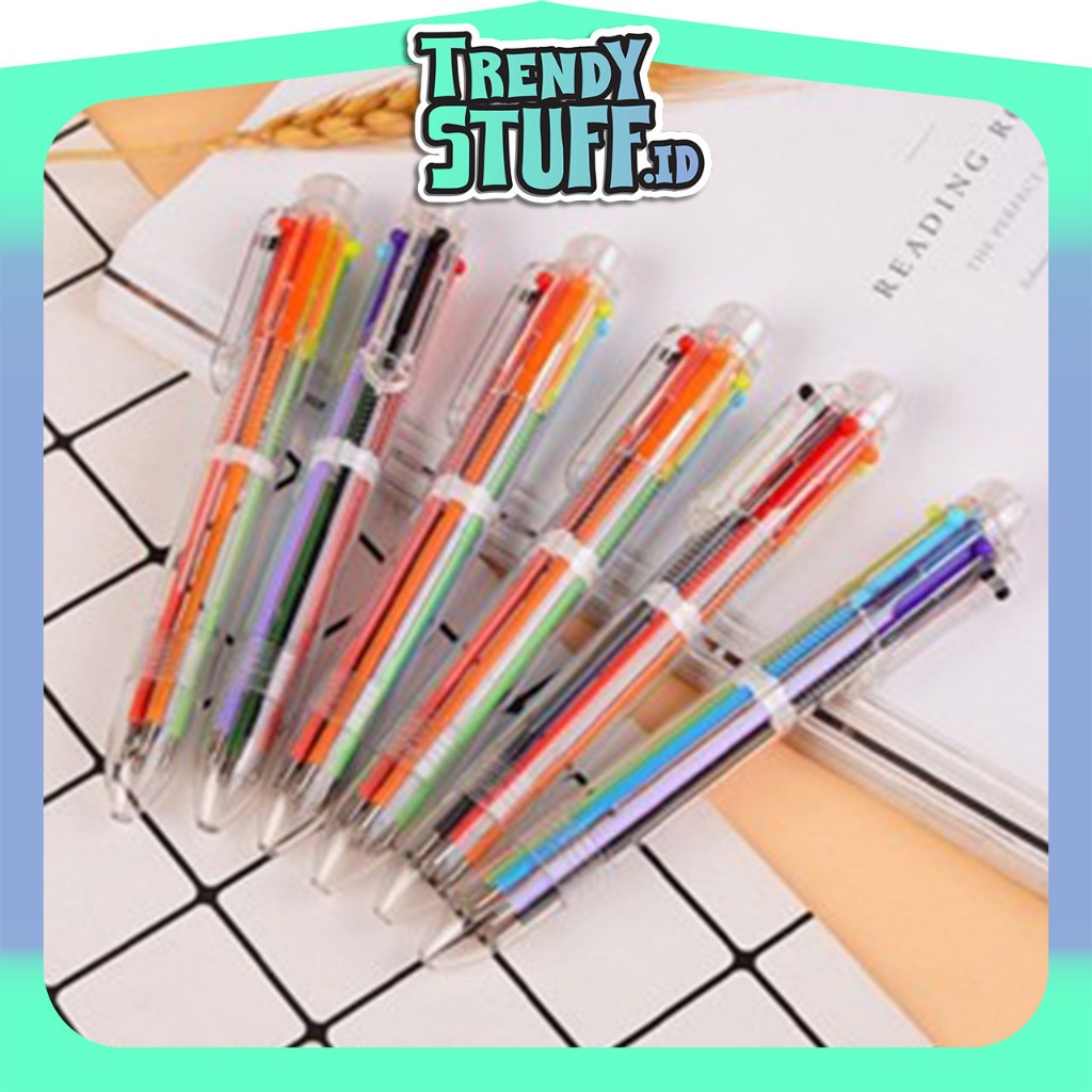 TrendyStuff.id ปากกาลูกลื่นใส 6 สี Six-in-One สี S048