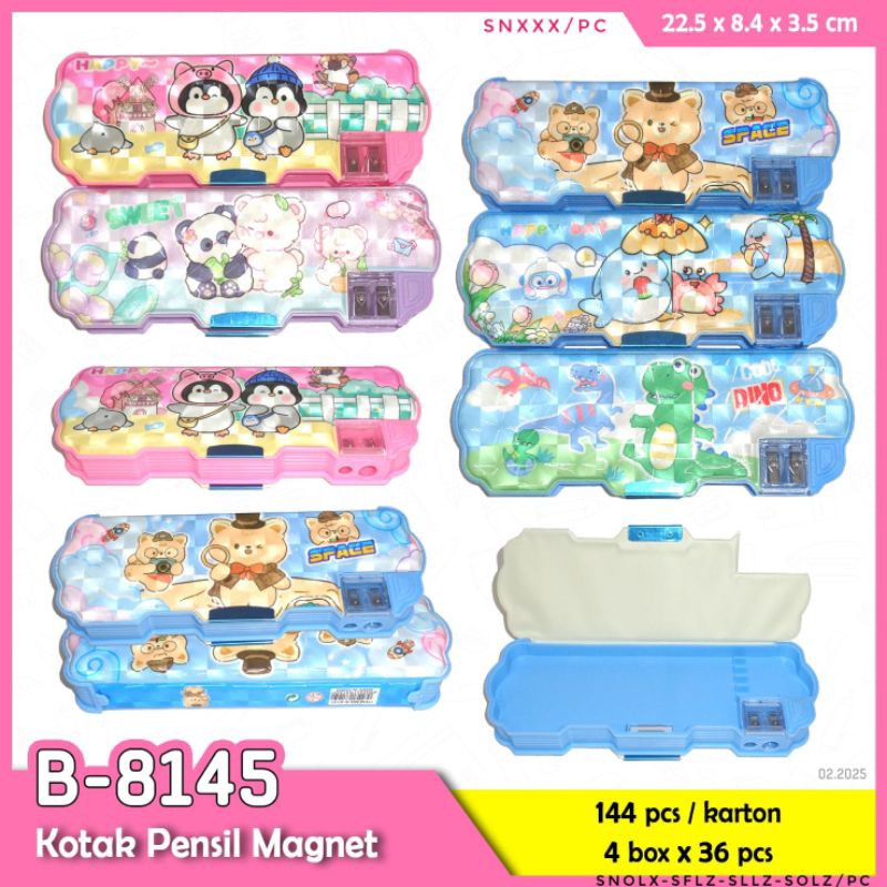 SQ กล่องดินสอแม่เหล็ก B-8145/กล่องดินสอแม่เหล็ก/2 โกนกล่องดินสอ/ต่อชิ้น