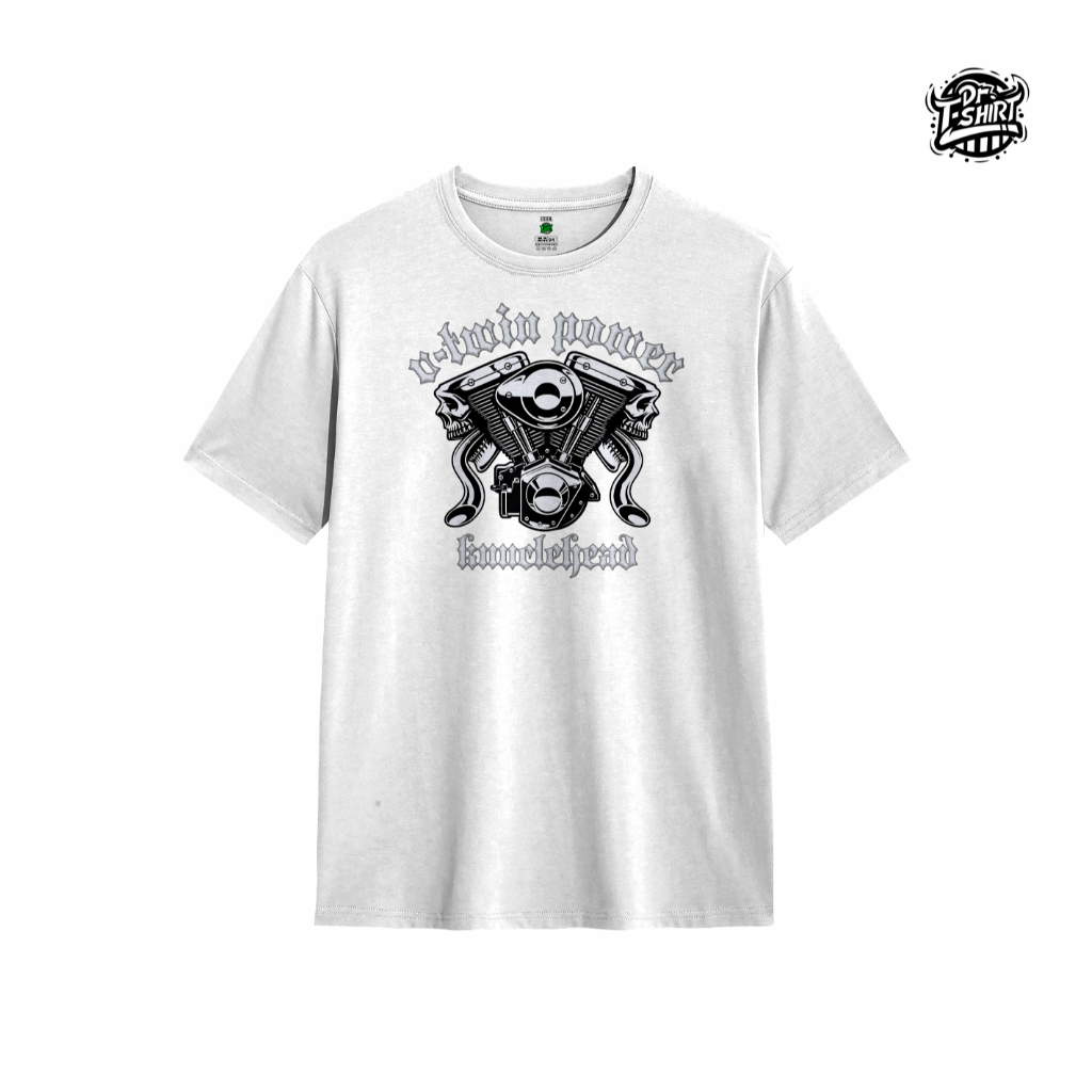 ดร. เสื้อยืด - AB-02 - v-twin v twin power เสื้อยืดมอเตอร์ไซค์ Premium Combed