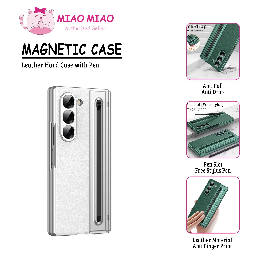CASE CASING สําหรับ SAMSUNG GALAXY Z FOLD 4 Z FOLD 5 Z FOLD 6 Z FOLD 7 FOLDING เคสหนังแม่เหล็กพร้อมป
