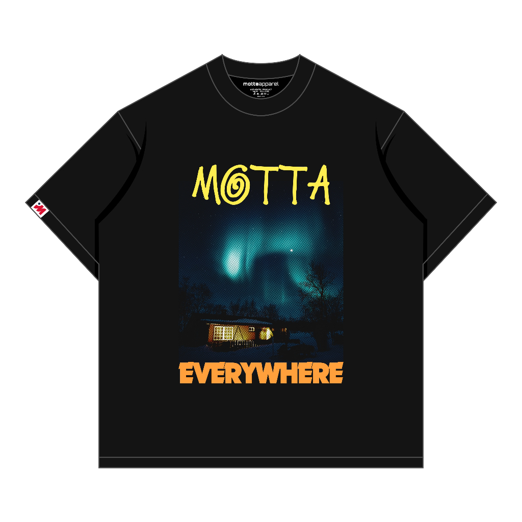 MOTTA เสื้อยืดผู้ชายผ้าฝ้ายสีดําเสื้อยืด MOTTA ทุกที่ผู้ชาย Distro เสื้อยืด