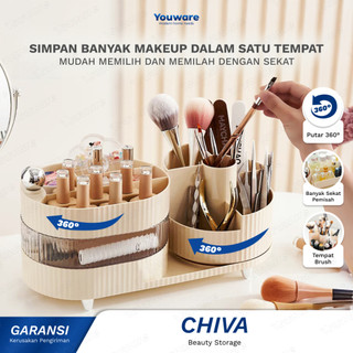 Youware- Chiva Rak Penyimpanan Make Up Kosmetik Berputar / Wadah Skincare Cosmetic Bagiannya Dapat Diputar 360 derajat dengan hingga 3 Tingkat Penyimpanan dan hingga 25 sekat