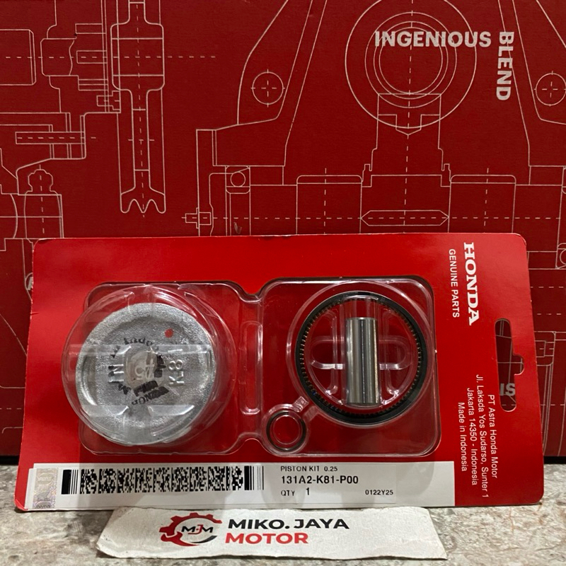 PISTON KIT SEHER 0.25 131A2-K81-P00 BEAT ESP ORIGINAL HONDA