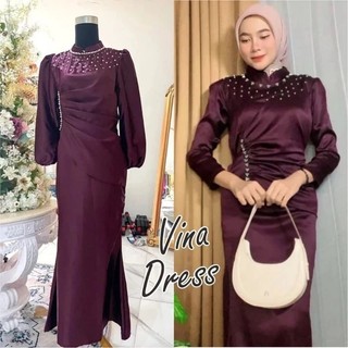 Vina Dress Wanita Kondangan Satin Velvet Premium - Elegan, Nyaman, dan Modis