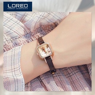 Loreo - Jam Tangan Wanita Kecil Casual / Jam Tangan Analog Strap Pu Gaya Elegan