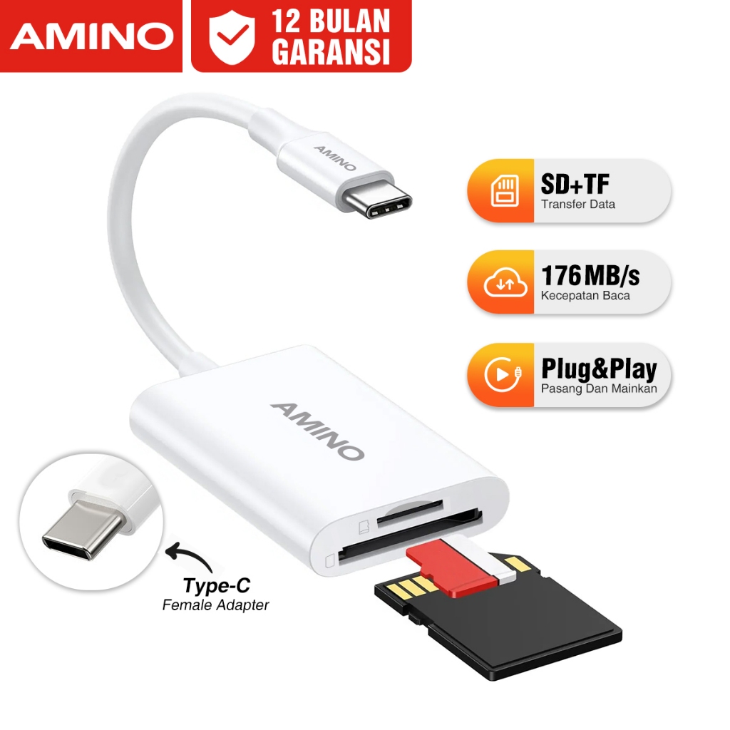 AMINO OTG 2 IN 1 USB C SD TF การ์ดหน่วยความจําอะแดปเตอร์ TYPE C สําหรับ Iphone 16 Pro Max xiaomi