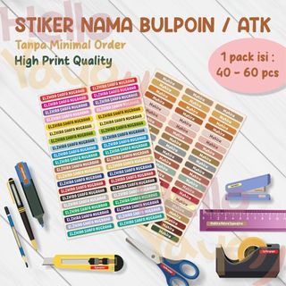 STIKER NAMA BULPOIN / PENSIL / ALAT TULIS / ATK / LABEL BARANG PROPERTI / LABEL HARGA / RASA