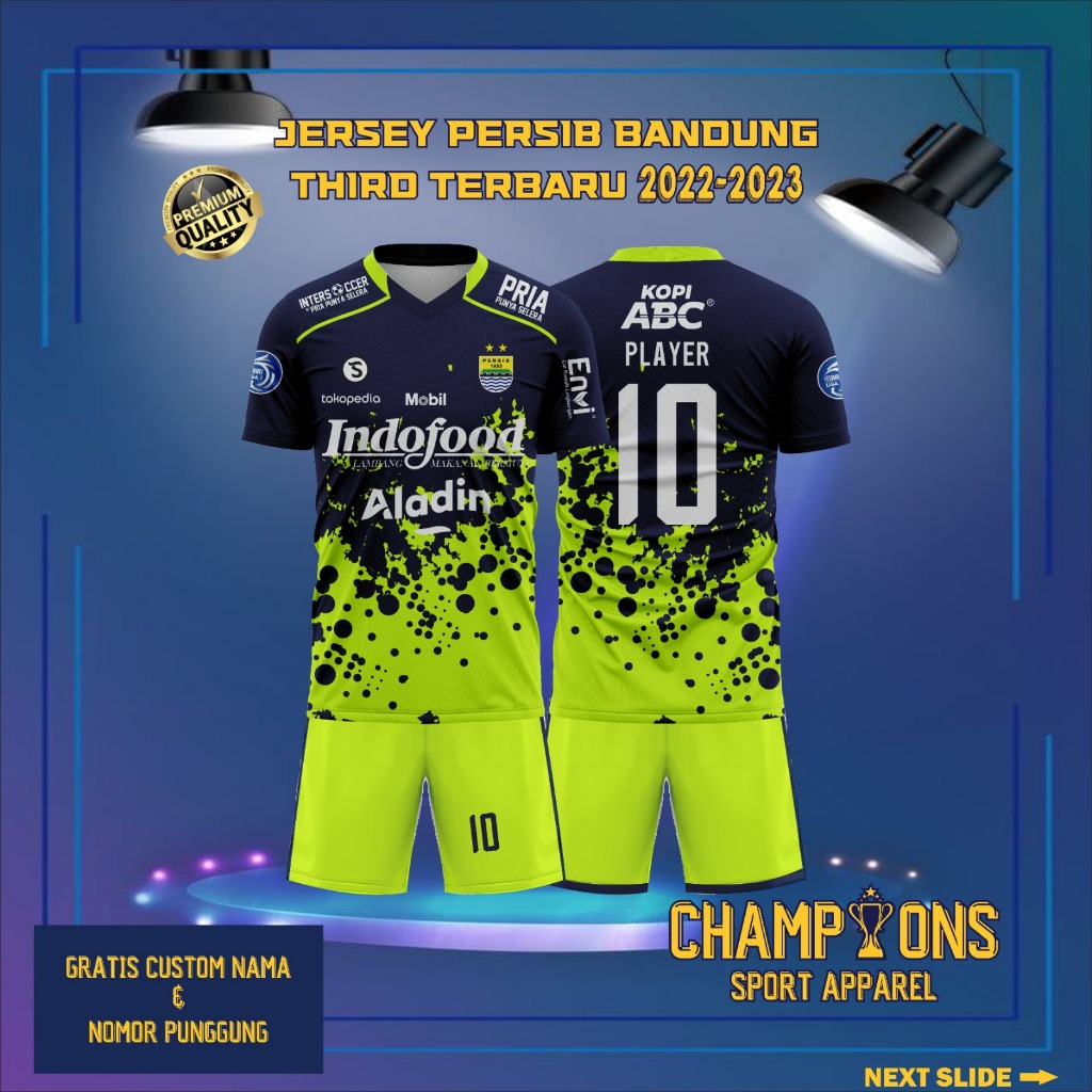 PERS1B B4NDUNG TH1RD 2022-2023 เสื้อฟุตบอลสั้น/ INDO LEAGUE FULL Design_ ฟรีชื่อและหมายเลขแบบกําหนดเ