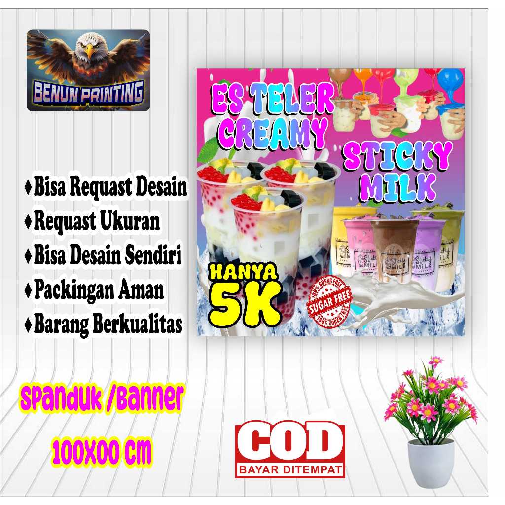 แบนเนอร์เหนียวนม Es Teler 100x100 Es ขอออกแบบได้