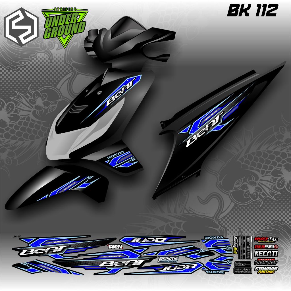 Beat คาร์บูเรเตอร์/เก่า Striping Thailand Variation Honda Beat คาร์บูเรเตอร์สติกเกอร์ BK 112/117