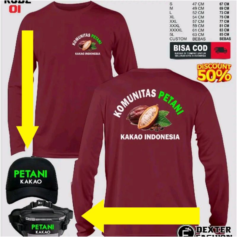 INDONESIAN KAKAO FARMER เสื้อยืด KAKAO FARMER สําหรับผู้ชายและผู้หญิง LONG-SLEEVED KAKAO FARMER เสื้