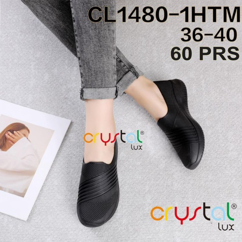 รองเท้า CRISTAL1480/RUBBER, รองเท้า WEDGES สําหรับผู้หญิง, STRIPED MOTIF, HEEL 3 CM, SIZE 36-40