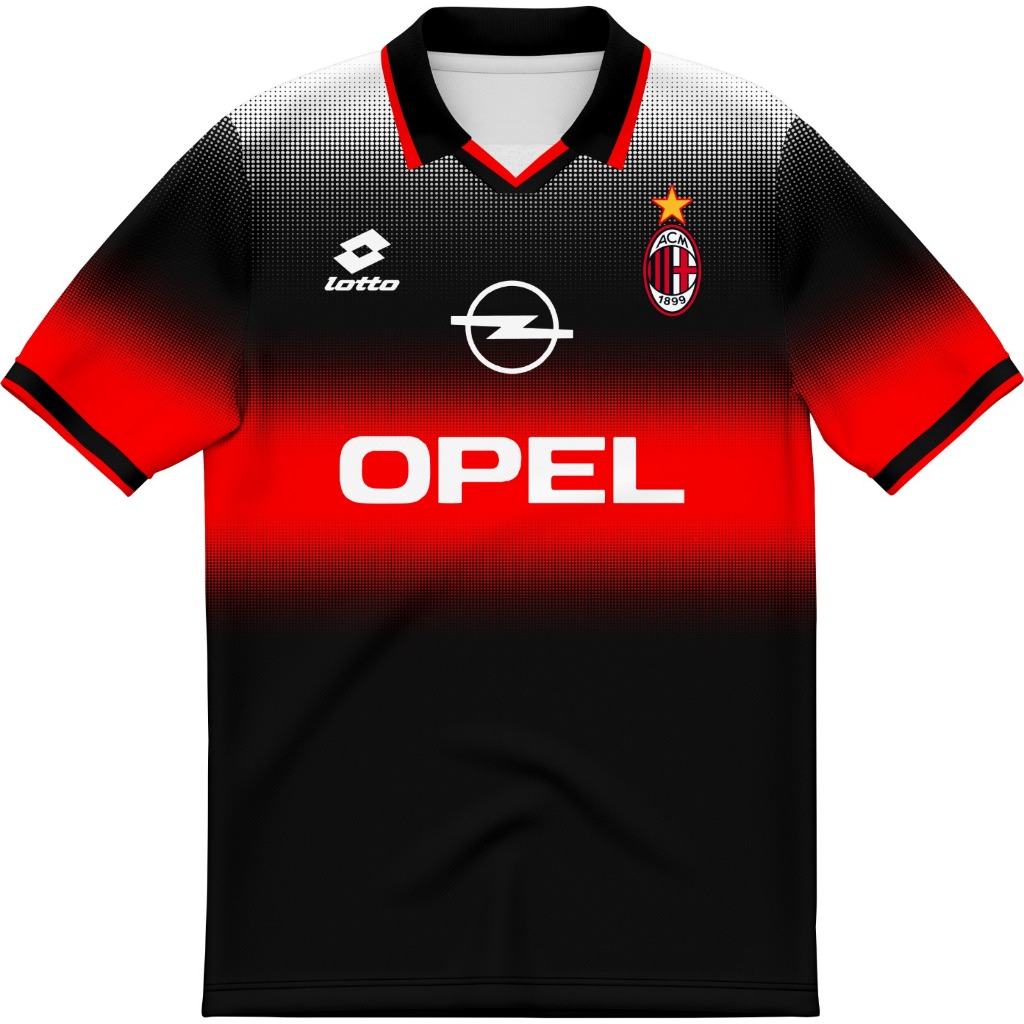 RETRO MILAN TRAINING JERSEY 1996 FULLPRINTING ฟรี NICKNAME//VINTAGE JERSEY/AC MILAN เสื้อยืด