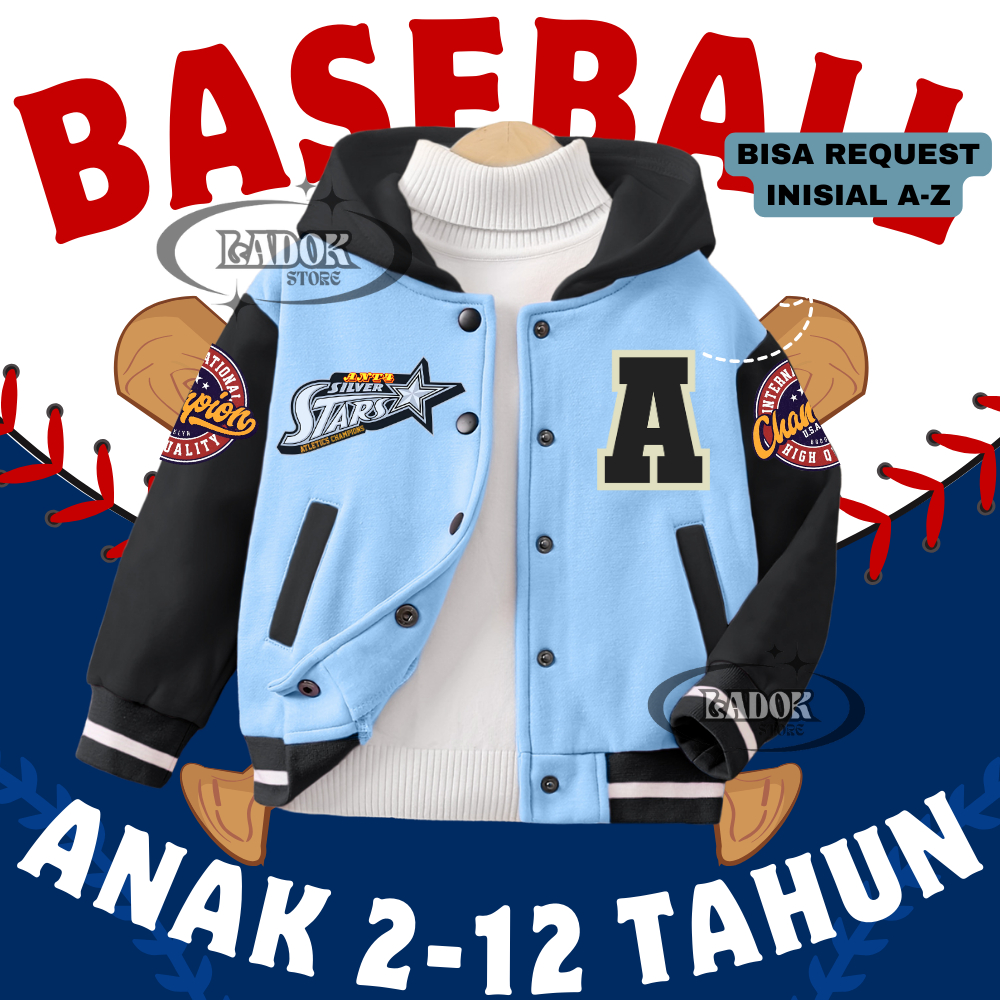 (CAN REQ LETTERS) เสื้อแจ็คเก็ต BASEBALL CHILDREN ใหม่ล่าสุดสําหรับ BOYS AGED 2-12 ปี