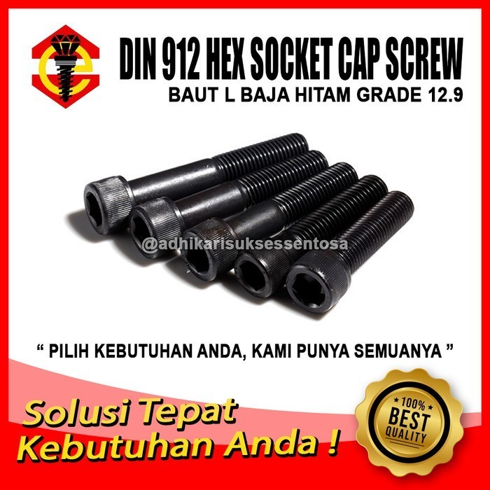 เกรด 12.9 / Steel L Bolt M12x80 / Hex Socket M12 Pitch 1.75 L Key 10