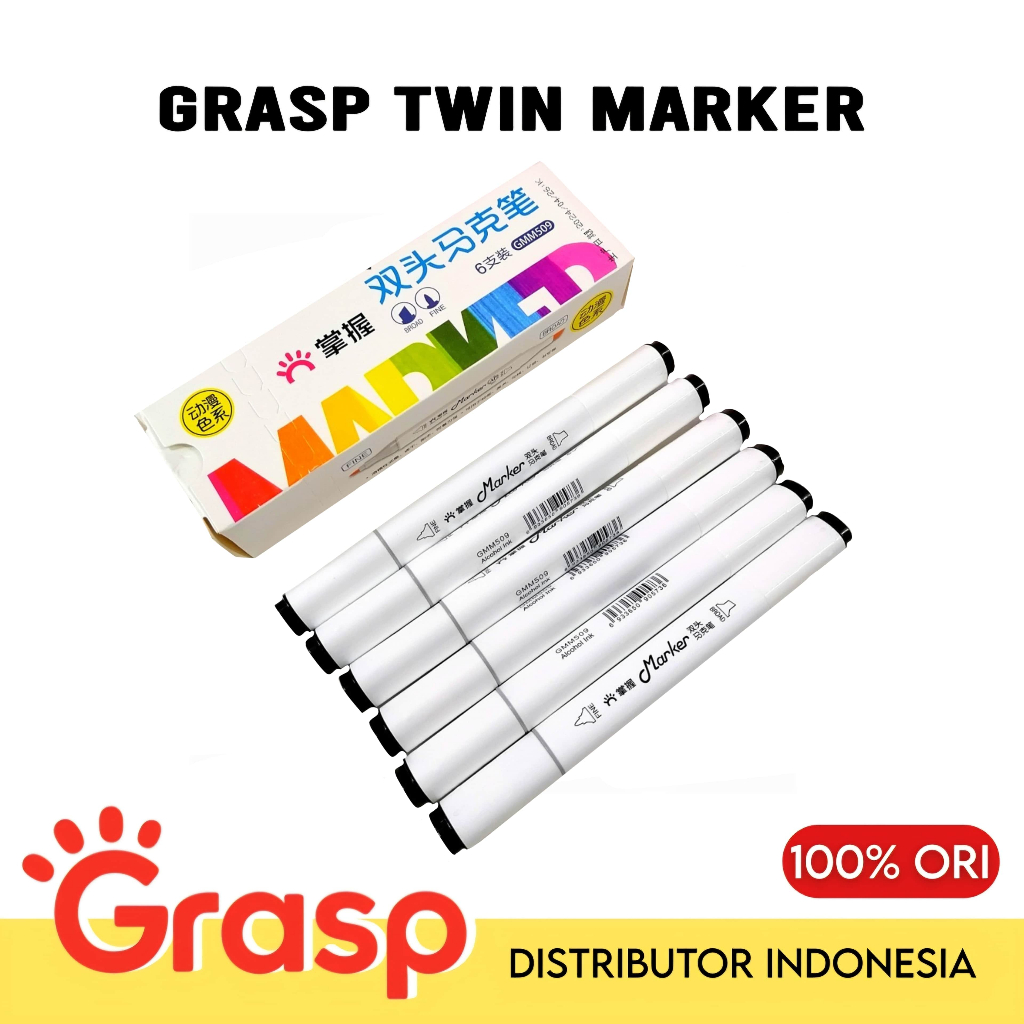 Grasp Twin Marker สีดํา / Grasp Marker Thickener ระบายสี ปลายคู่คุณภาพระดับพรีเมียม 509