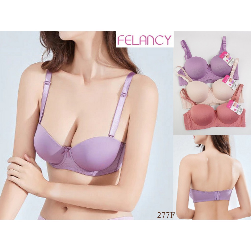 FELANCY Half Cup Womens Medium Foam Underwire Bra 34B 36B 38B ชุดชั้นในลายธรรมดา 277F