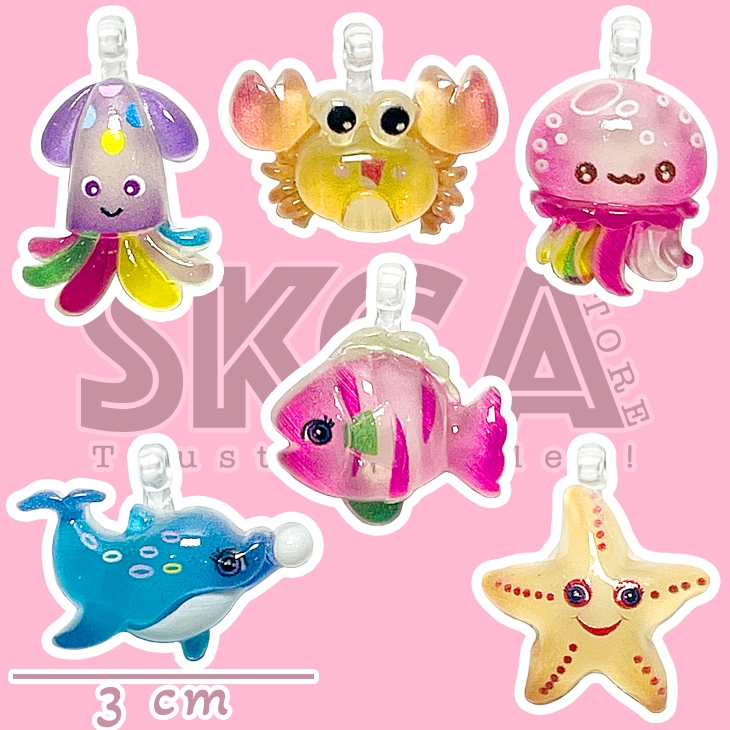 CZT ลูกปัด Mote Charm จี้ดินเรซิน สัตว์ Biota Sea