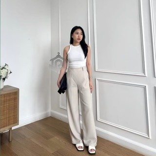 Pulvei - Diora Highwaist Pants / Celana Kulot Straight Cutpants Wanita Anti Kusut