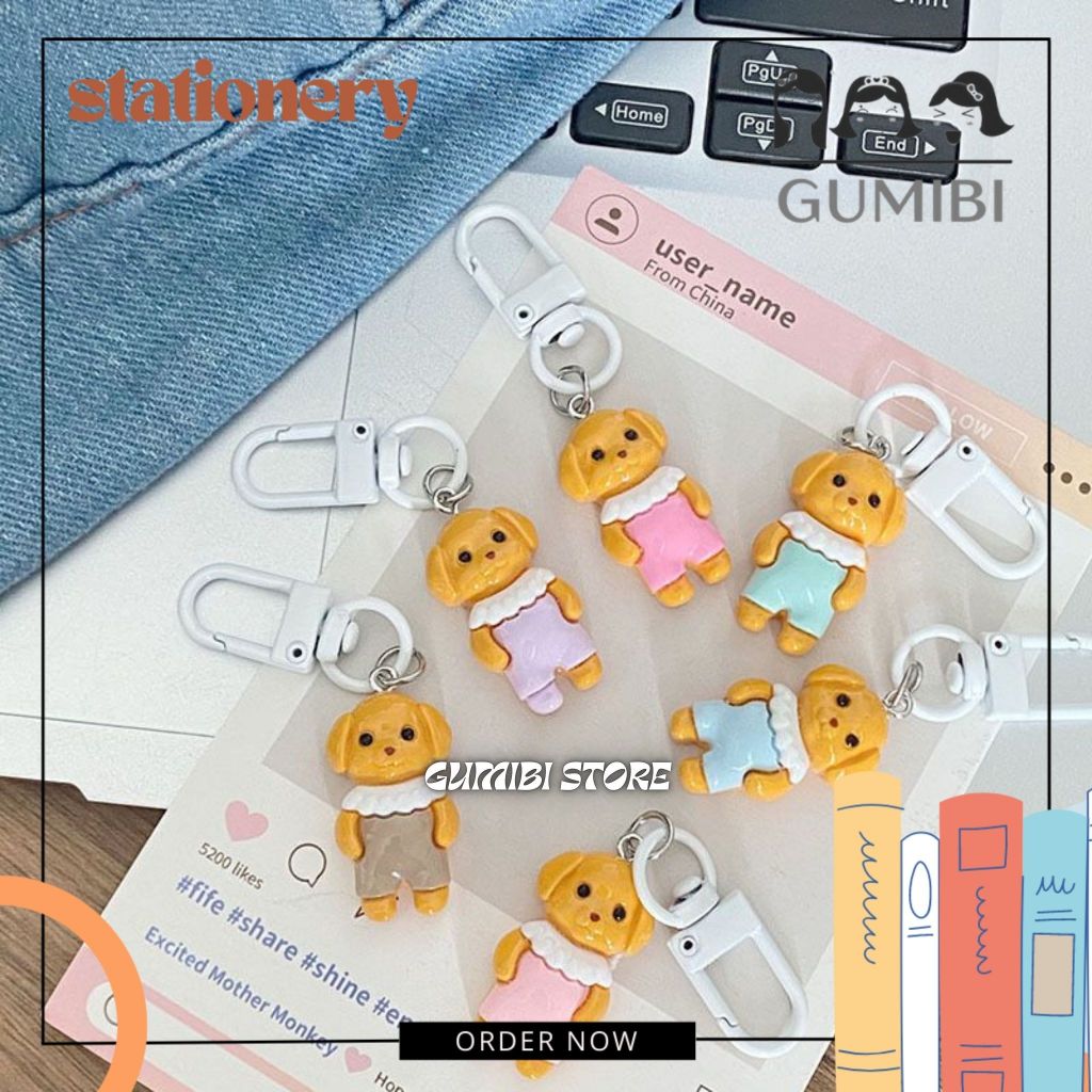 GANTUNGAN RESIN KEYCHAIN ของเล่น POODLE PUPPY DOG RESIN POODLE พวงกุญแจ RESIN CLAY POODLE CUTE DISTR