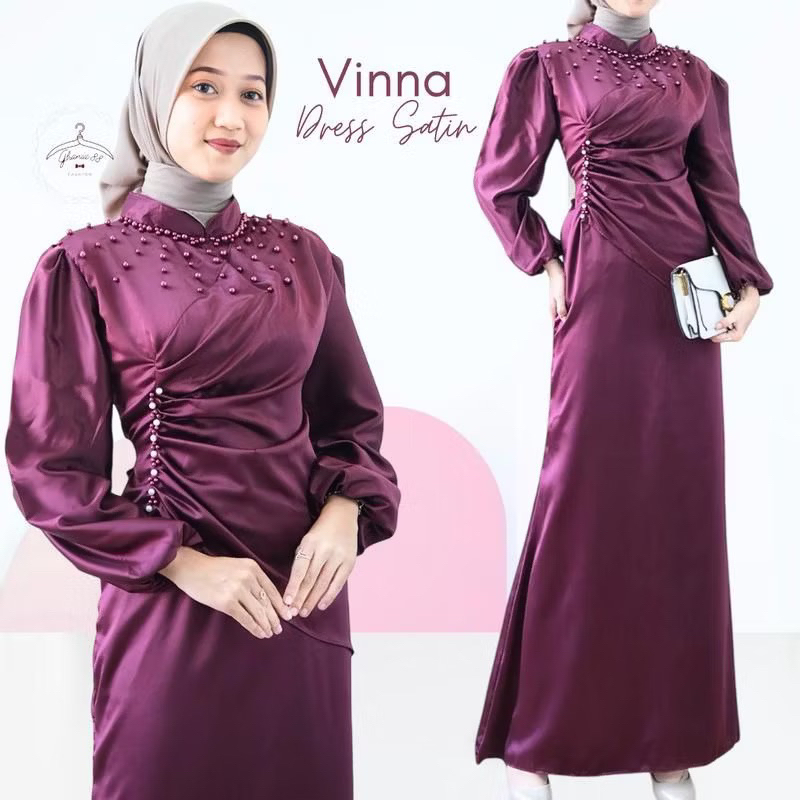 ใหม่ล่าสุด VINA DRESS PREMIUM SILK SATIN DRESS MUSLIM ผู้หญิง WEDDING DRESS EID GAMIS 2025