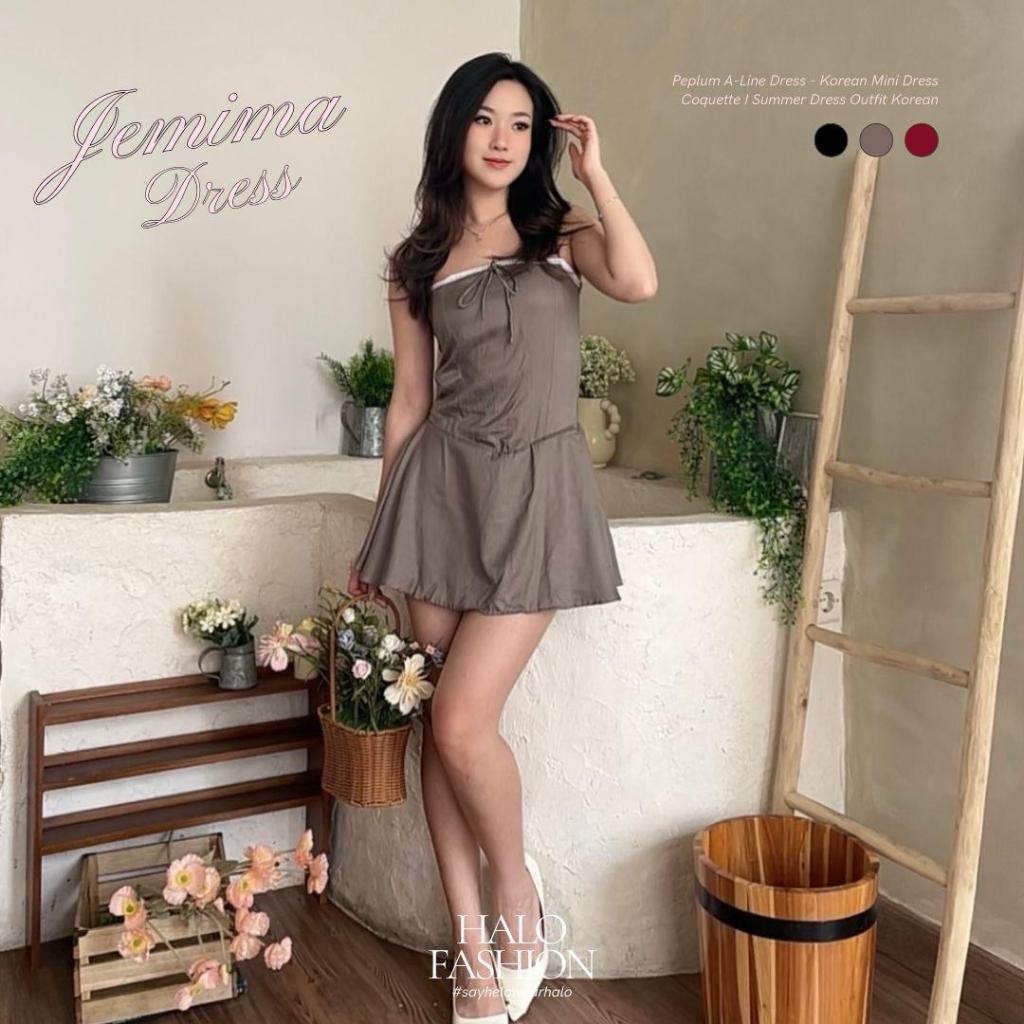 [Halofashion] Jemima Peplum A-Line Dress - มินิเดรสเกาหลี Coquette I Summer Dress Outfit เกาหลี