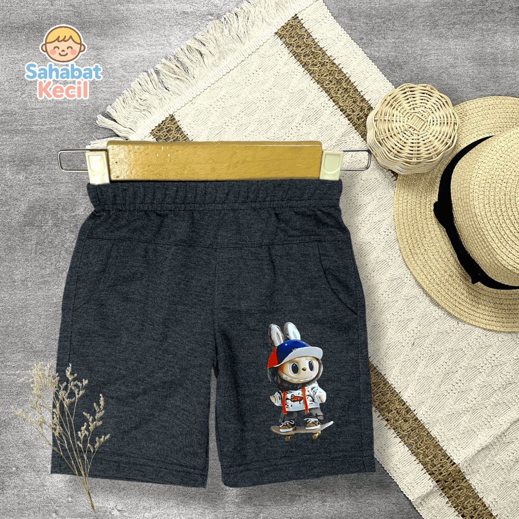 กางเกงขาสั้นเด็กชาย Baby Terry Labubu Pattern Unisex
